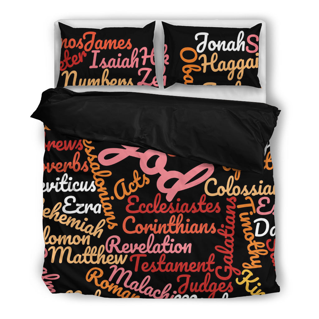 Black/Black Books of the Bible Bedding Set