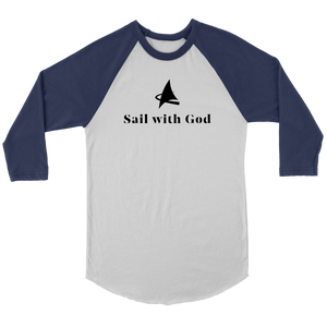 "Sail with God" 3/4 Sleeve Raglan (White/Navy)