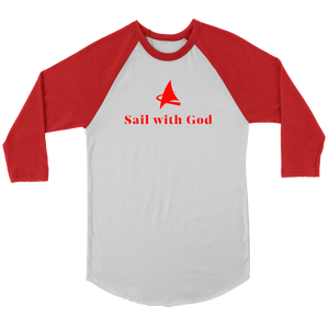 "Sail with God" 3/4 Sleeve Raglan (White/Red)