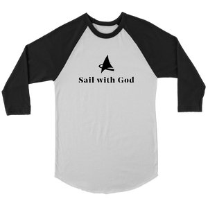 "Sail with God" 3/4 Sleeve Raglan (White/Black)