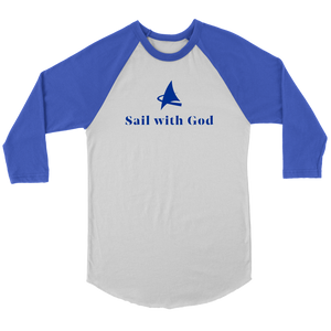 "Sail with God" 3/4 Sleeve Raglan (White/Royal Blue)