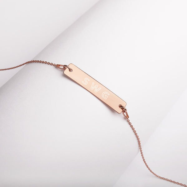 "SWG" Engraved Bar Chain Necklace