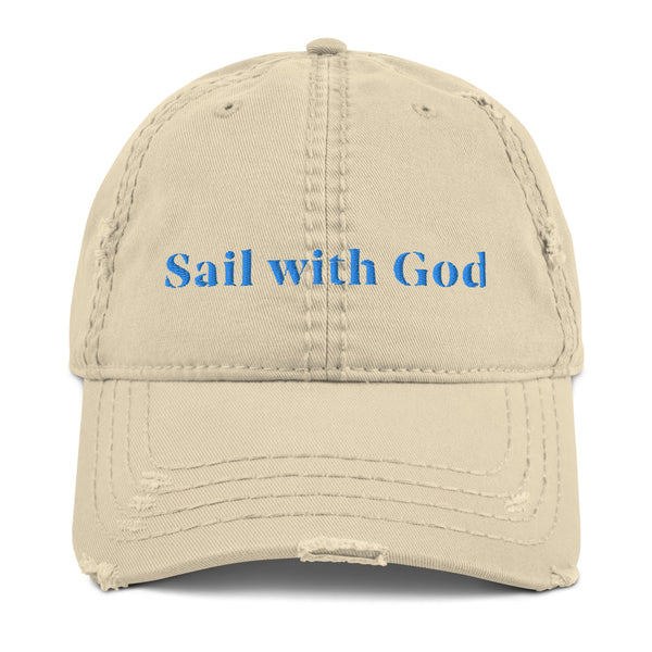 Distressed "Sail with God" Cap