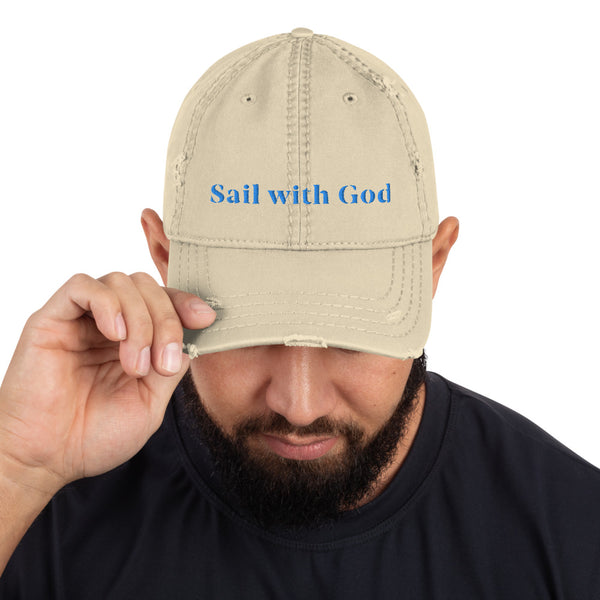 Distressed "Sail with God" Cap