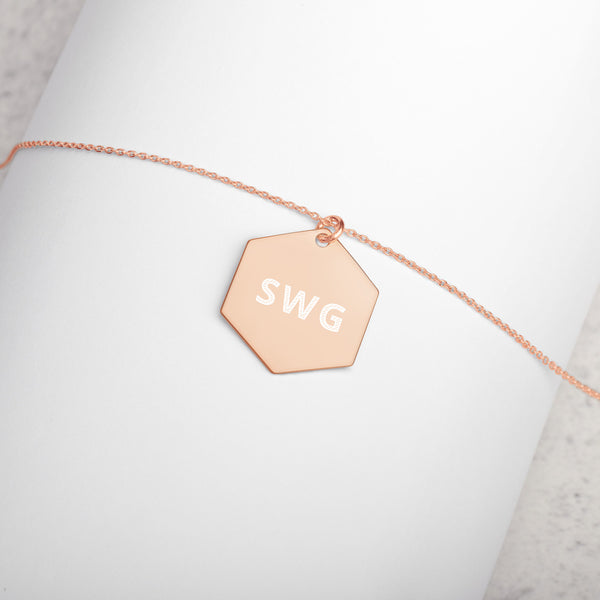 "SWG" Engraved Hexagon Necklace