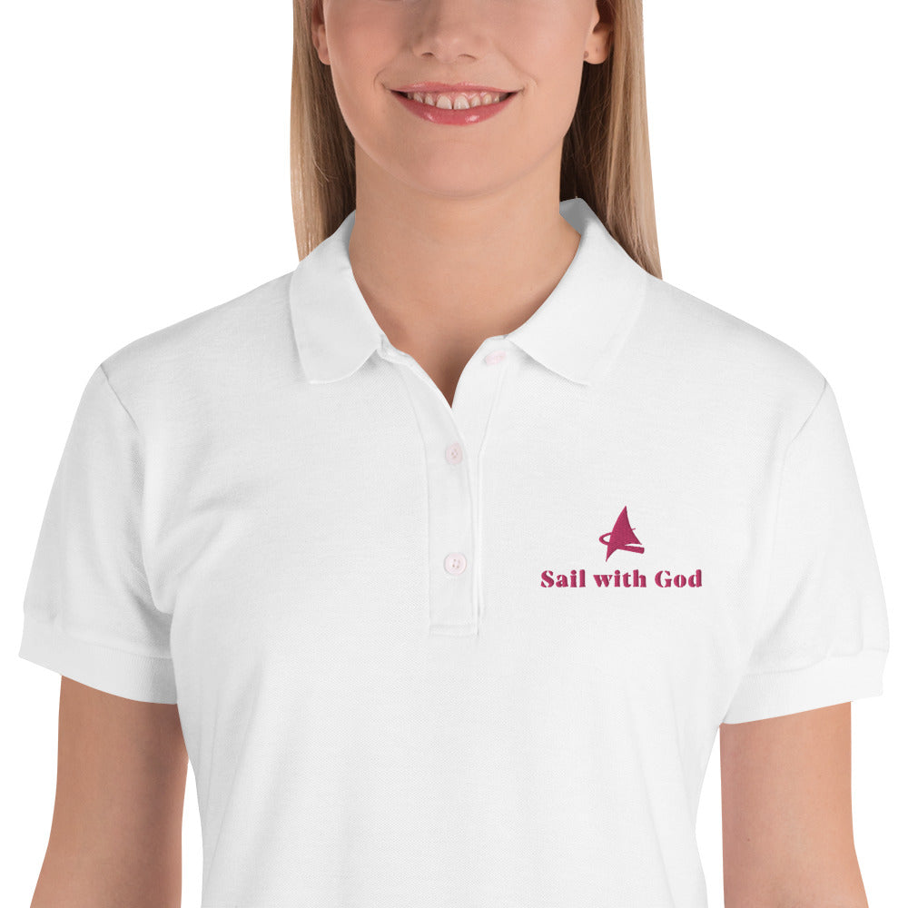 "Sail with God" Embroidered Polo Shirt