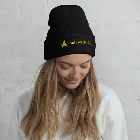 "Sail with God" Cuffed Beanie