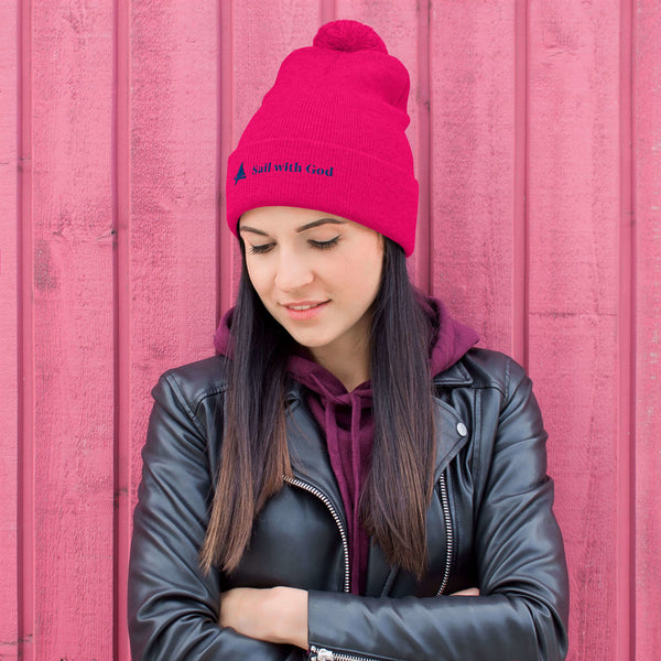 "Sail with God" Pom-Pom Beanie