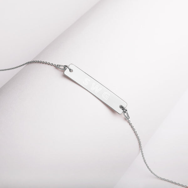 "SWG" Engraved Bar Chain Necklace