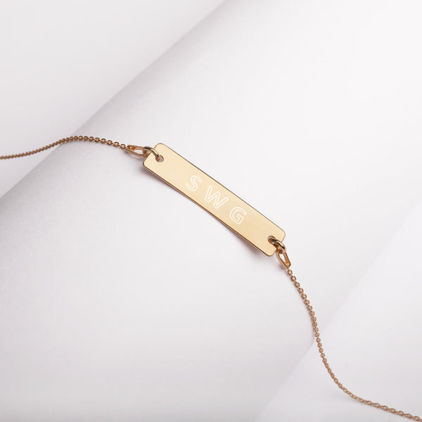 "SWG" Engraved Bar Chain Necklace