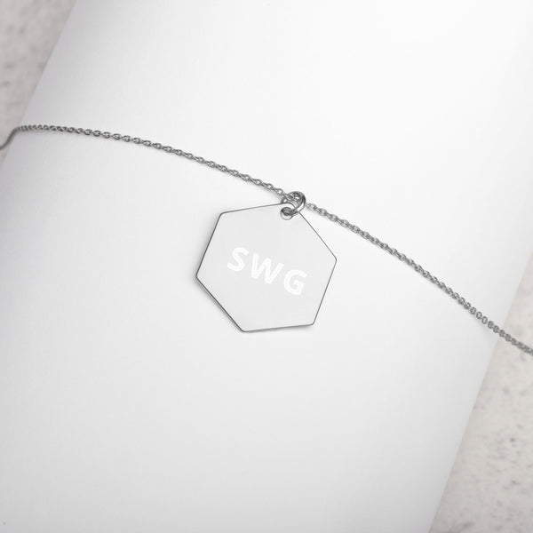 "SWG" Engraved Hexagon Necklace