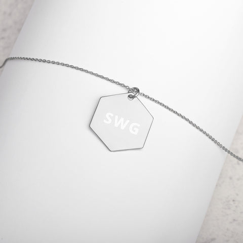 "SWG" Engraved Hexagon Necklace