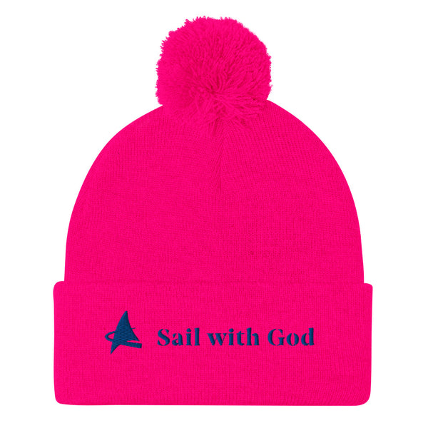 "Sail with God" Pom-Pom Beanie