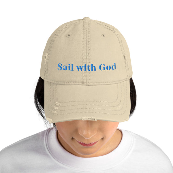 Distressed "Sail with God" Cap