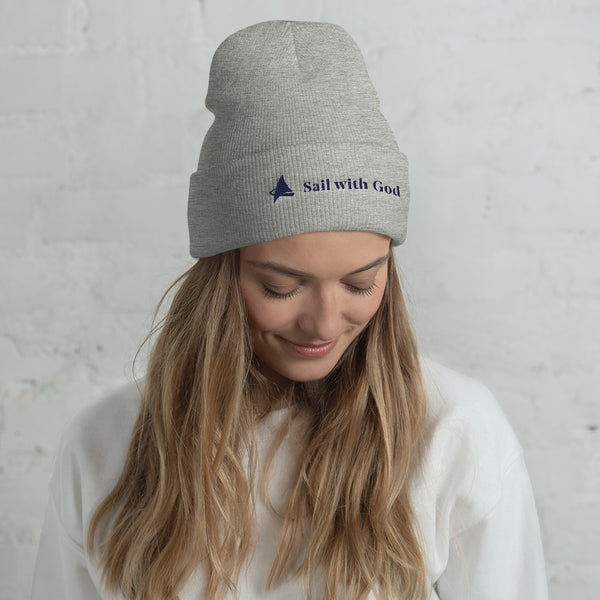 "Sail with God" Cuffed Beanie