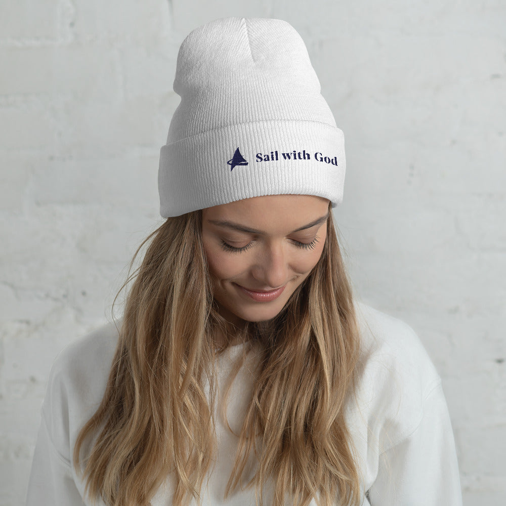 "Sail with God" Cuffed Beanie