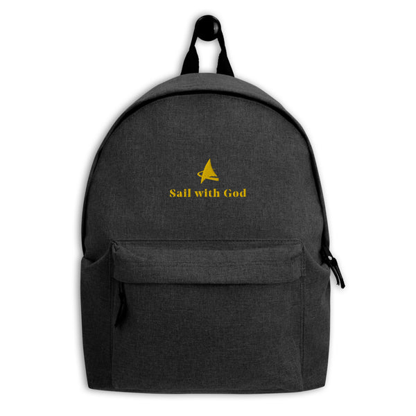 "Sail with God" Embroidered Backpack