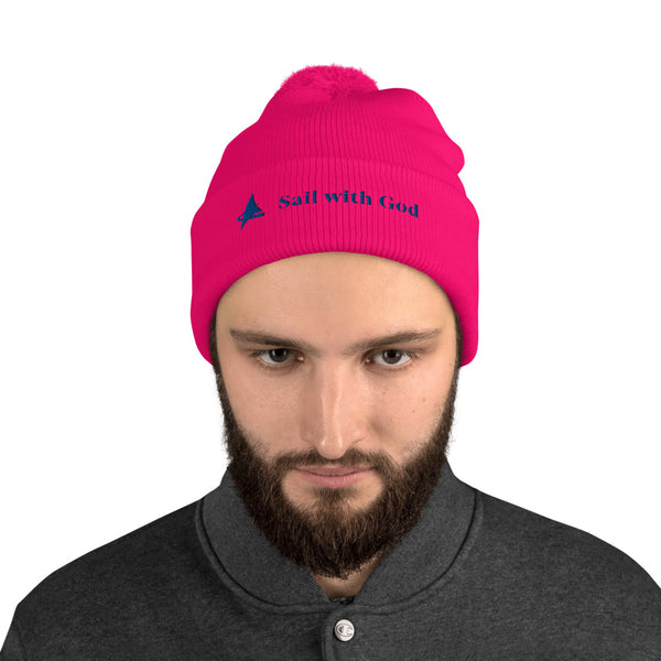 "Sail with God" Pom-Pom Beanie