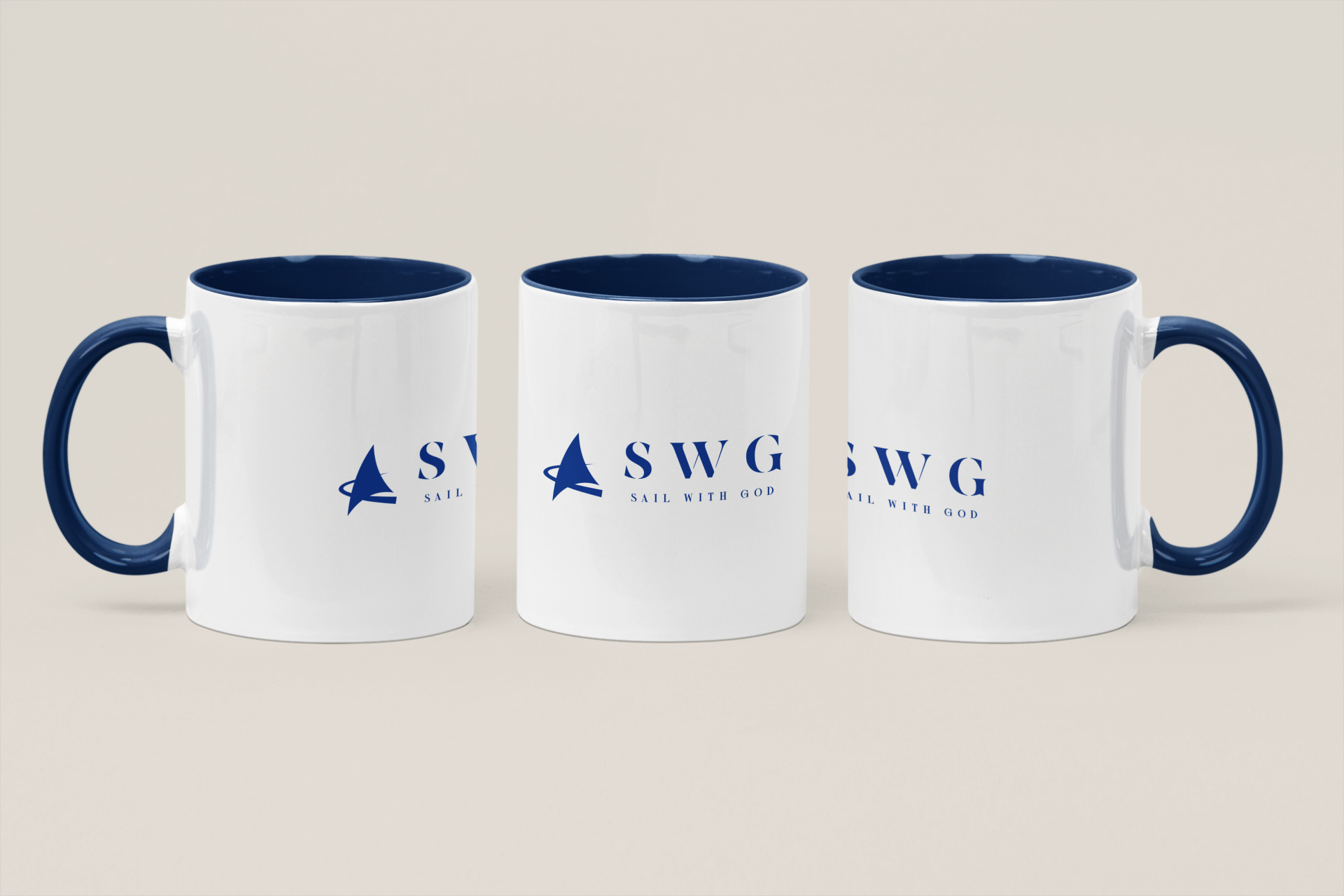 "SWG/Sail with God" Panoramic Mug (Dark Blue)