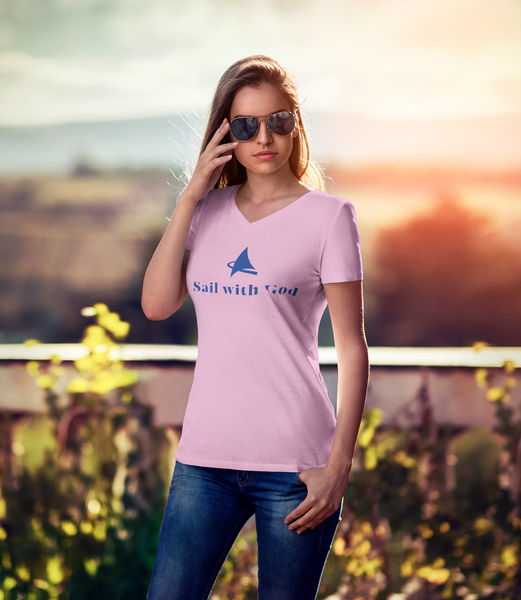 "Sail with God" V-Neck T-Shirt