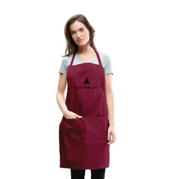 "Sail with God" Adjustable Apron - burgundy