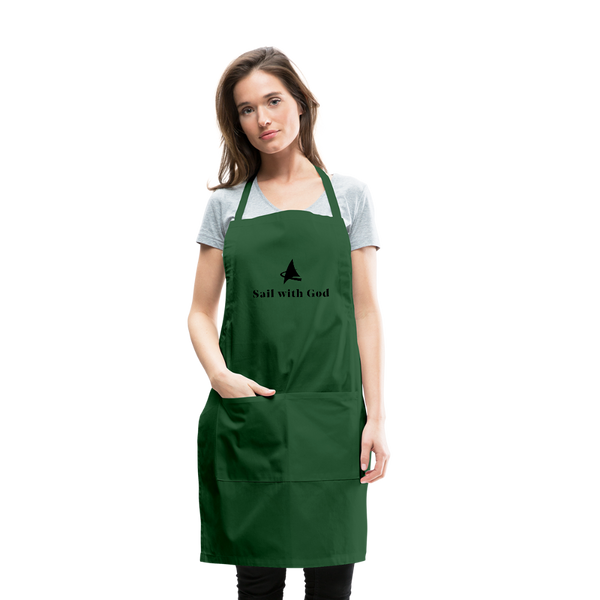 "Sail with God" Adjustable Apron - forest green