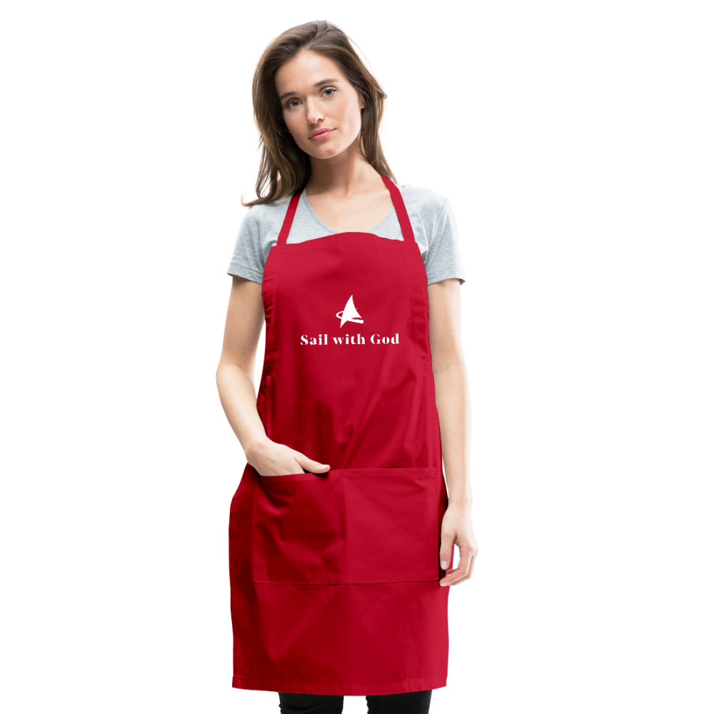 "Sail with God" Adjustable Apron - red