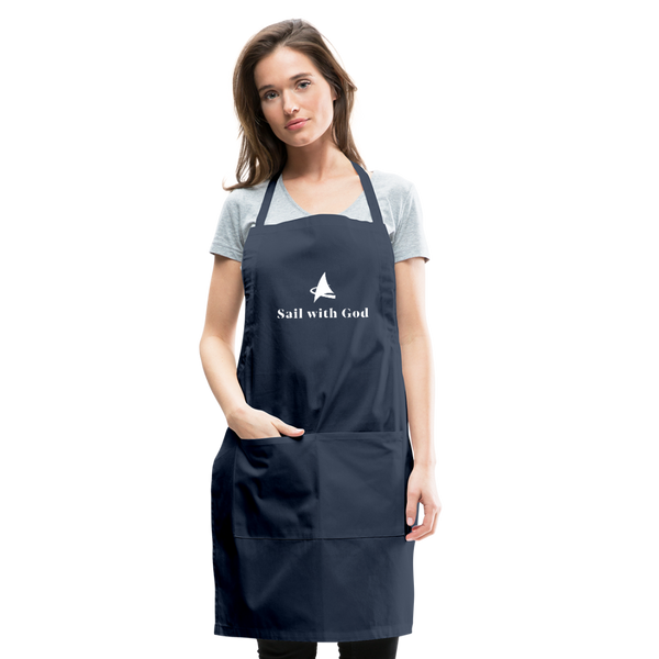 "Sail with God" Adjustable Apron - navy