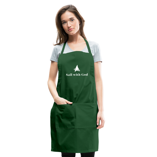 "Sail with God" Adjustable Apron - forest green