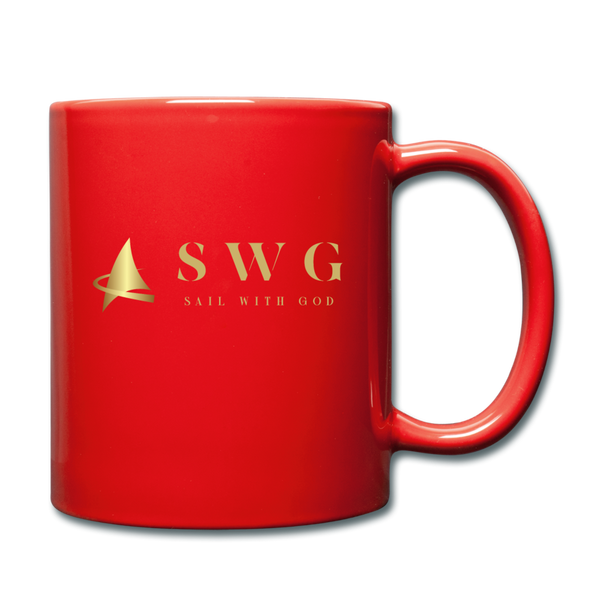 "SWG/Sail with God" Full Color Mug - Gold/Red - red