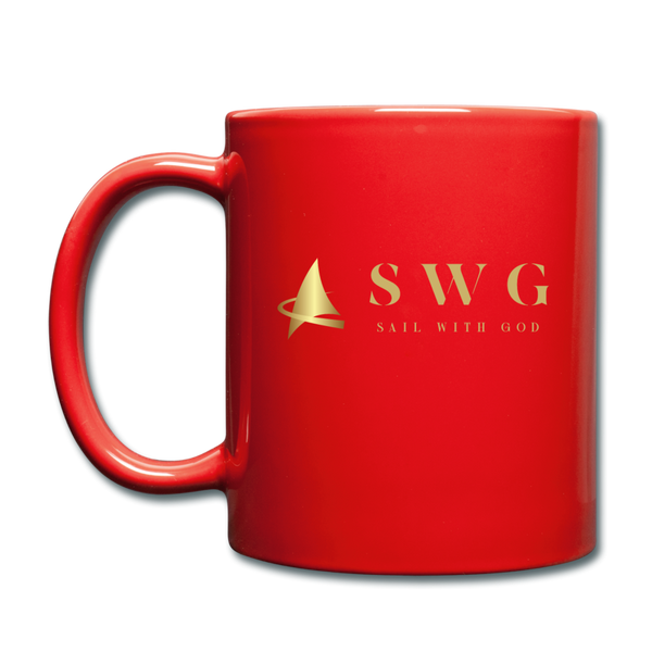 "SWG/Sail with God" Full Color Mug - Gold/Red - red