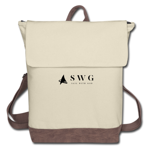 "SWG/Sail with God" Canvas Backpack - ivory/brown