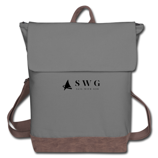 "SWG/Sail with God" Canvas Backpack - gray/brown