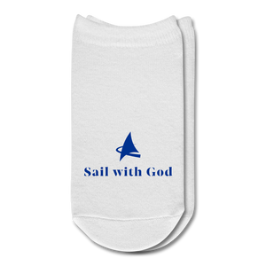 "Sail with God" Ankle Socks - Dark Blue - white