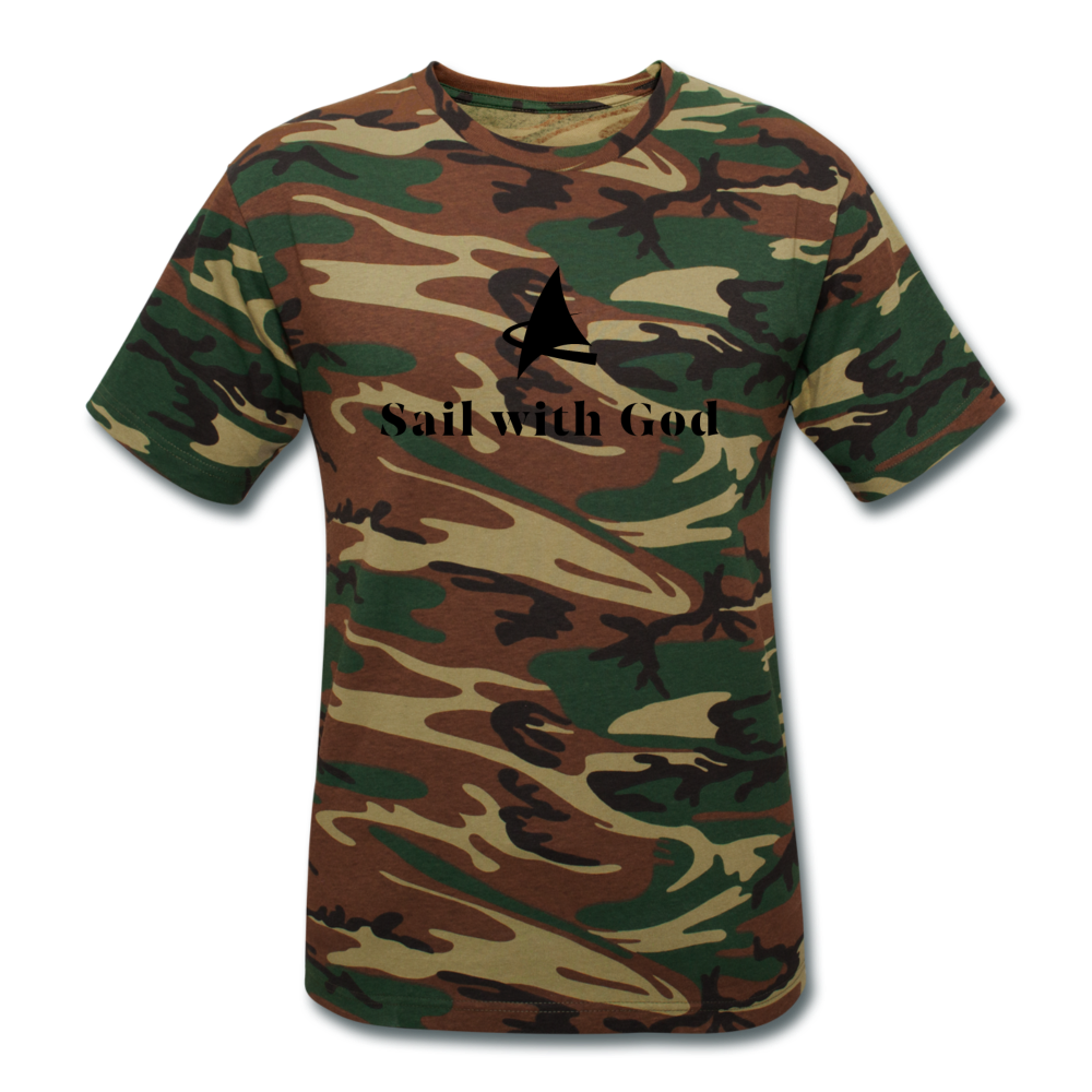 "Sail with God" Camouflage T-Shirt - green camouflage