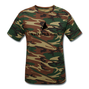 "Sail with God" Camouflage T-Shirt - green camouflage