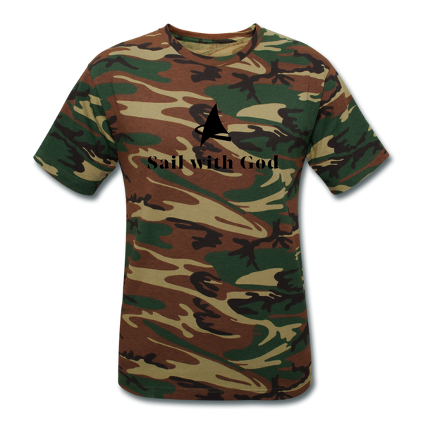 "Sail with God" Camouflage T-Shirt - green camouflage