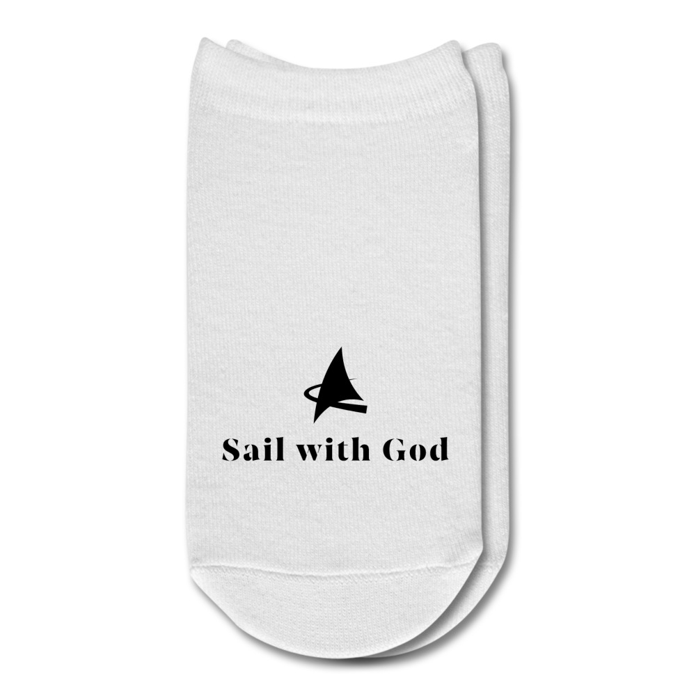 "Sail with God" Ankle Socks - Black - white