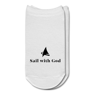 "Sail with God" Ankle Socks - Black - white