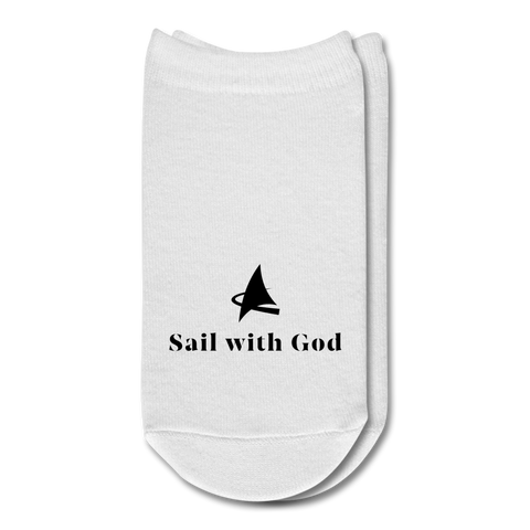 "Sail with God" Ankle Socks - Black - white