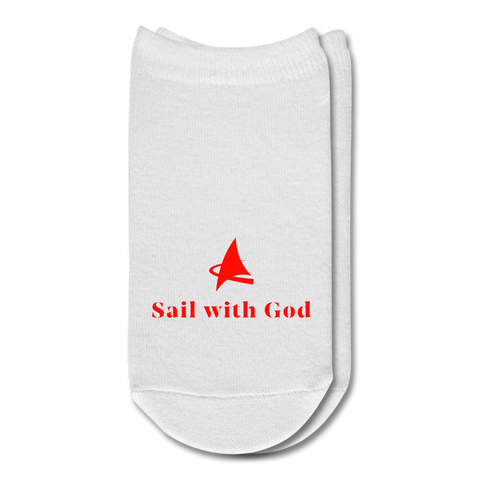 "Sail with God" Ankle Socks - Red - white