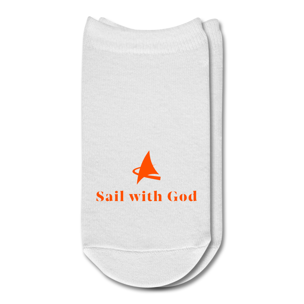 "Sail with God" Ankle Socks - Orange - white