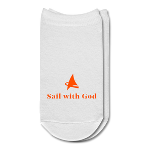 "Sail with God" Ankle Socks - Orange - white