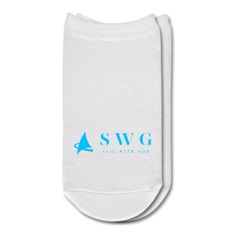 "SWG/Sail with God" Ankle Socks - Light Blue - white