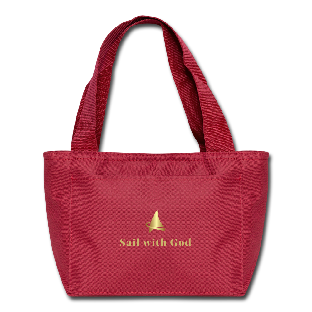 "Sail with God" Lunch Bag - red