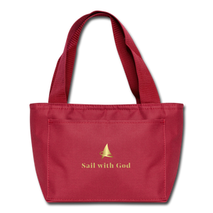 "Sail with God" Lunch Bag - red