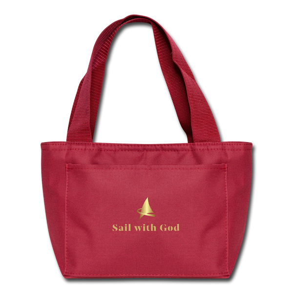 "Sail with God" Lunch Bag - red