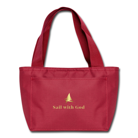 "Sail with God" Lunch Bag - red