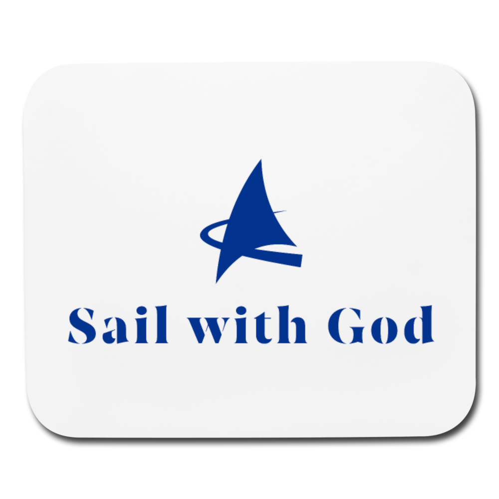 "Sail with God" Mouse Pad - Horizontal - white