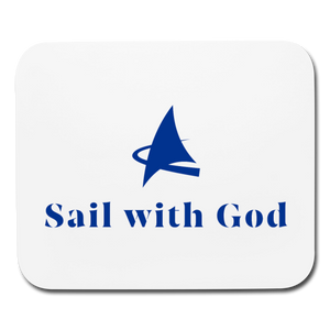 "Sail with God" Mouse Pad - Horizontal - white